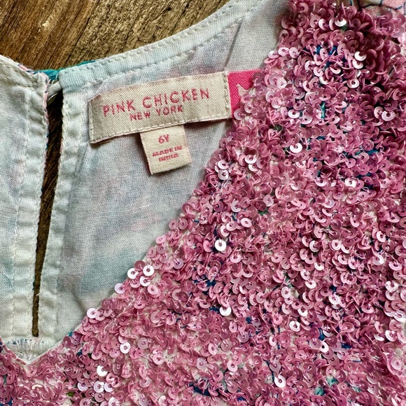 Pink Chicken Floral Courtney Dress with Sequins 6Y - Picture 5 of 6